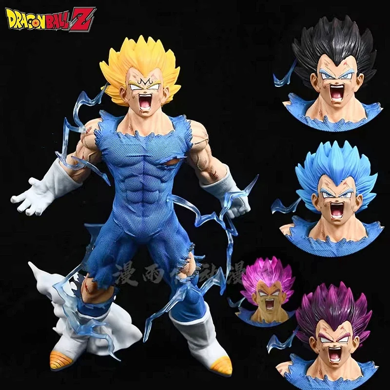 Dragon Ball Z Majin Vegeta Фигурка Игрушка 4 Головки со светодиодной подсветкой Аниме Ультра