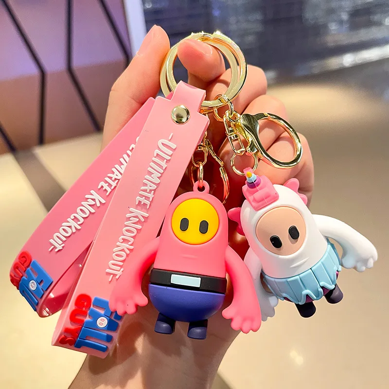 

Fall Guys Cartoon Anime Silicone Game Keychain Creative Car Key Chains Bag Pendant Wholesale Keyring Gift Children Fashion