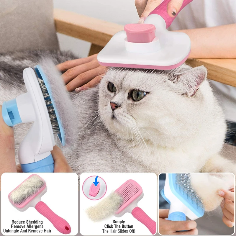 

1PC Automatic pet hair remover dog grooming comb cat brush pets acessorios cleaning supplies shower hair brush dog brushes