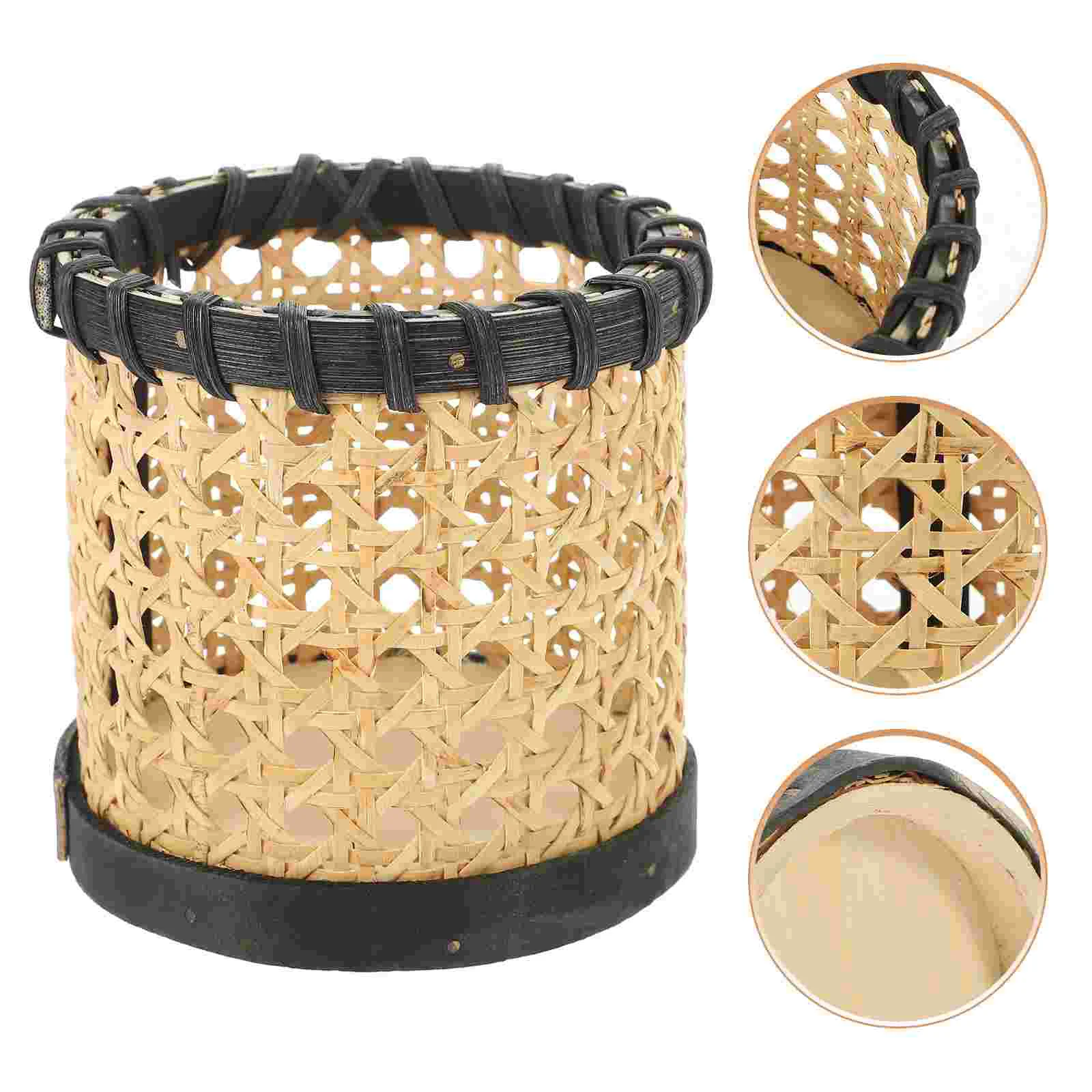 

Vertical Pen Organizer Cups Desk Holder Storage Rattan Makeup Brush Holders Lead Pencils