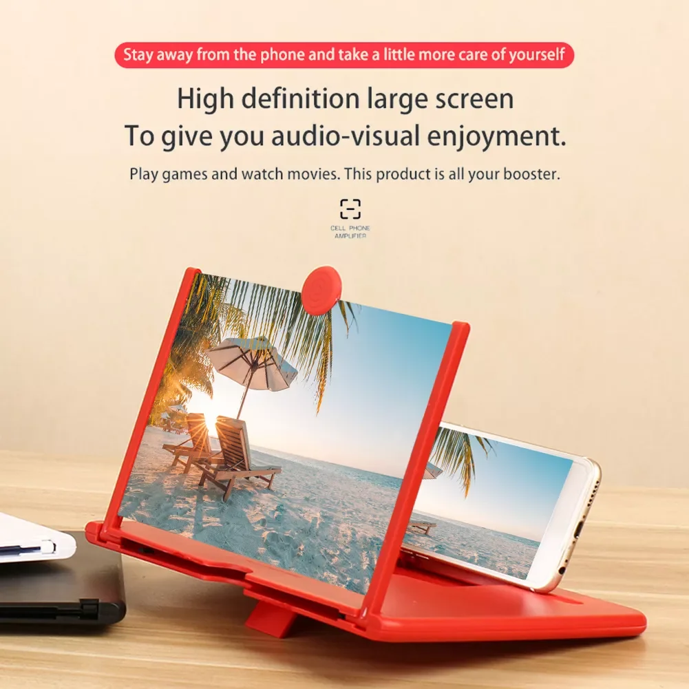 

Pull Typer Cell Phone Amplifier 3D Effect High Definition Large Screen with Desk Holder Magnifying Folding for Movie Game