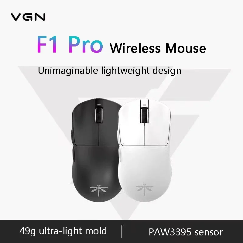 

Беспроводная мышь Vgn Dragonfly F1 Pro, геймерская мышь Paw3395 с датчиком, проводная мышь 2,4G с двойным режимом, 26000dpi, подходит для ПК, ноутбуков, аксессуары