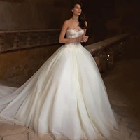 eightre princess wedding dresses strapless applique bride dress 2022 white tulle a line wedding evening prom ball gown plus size