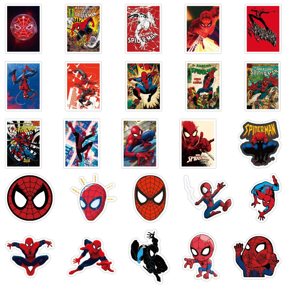 10/30/50 шт. Дисней Марвел Человек-паук наклейки аниме Мстители DIY скейтборд ноутбук