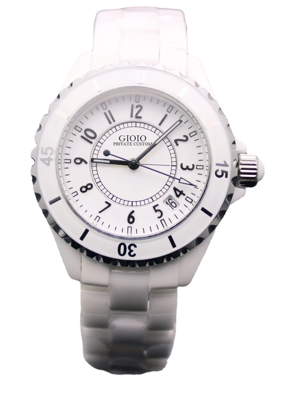 

men women quartz black white ceramic watch