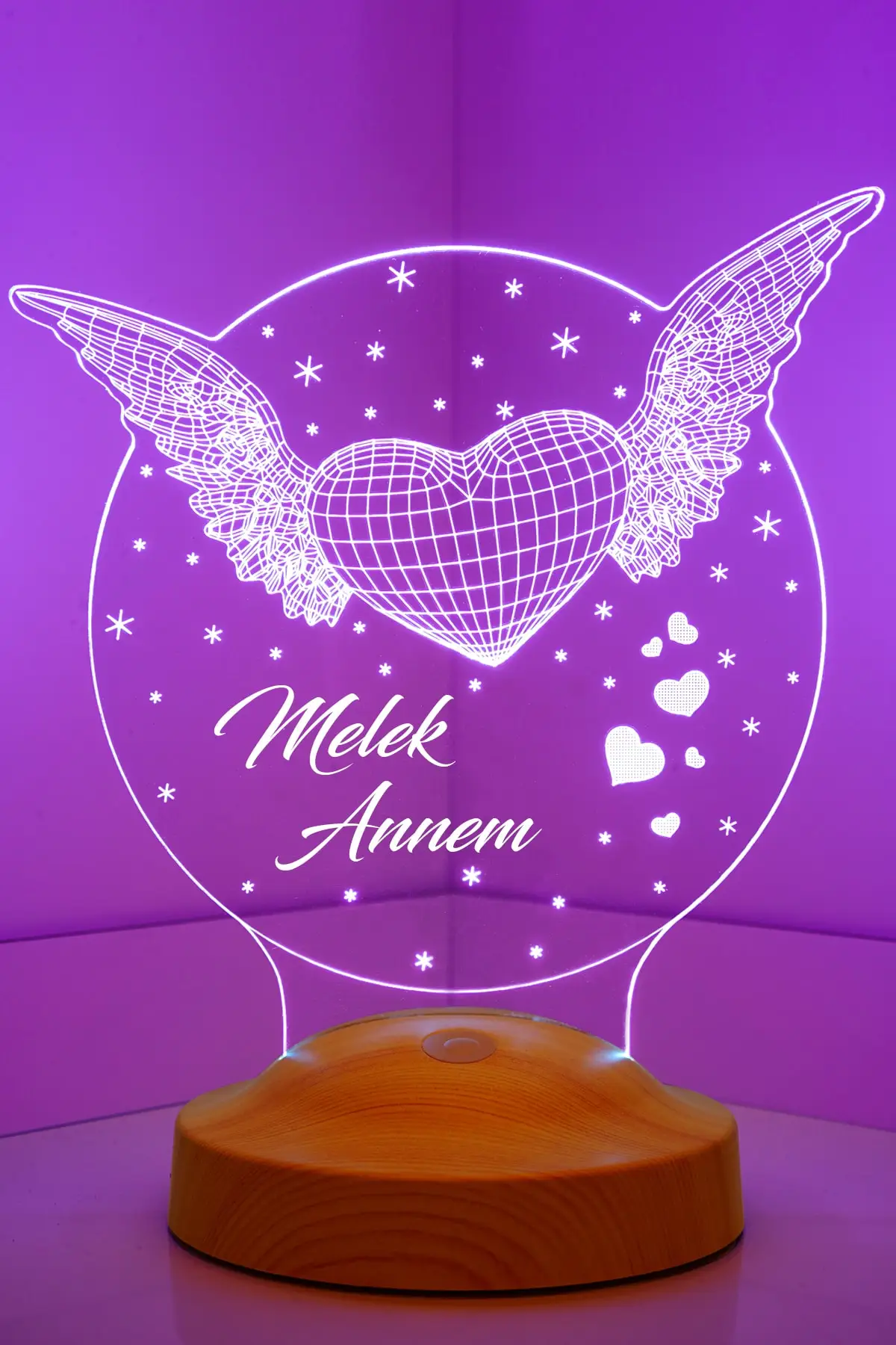

Angel mother gift winged heart 3d Led lamp personalized design