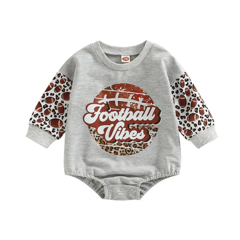 

Infant Baby Autumn Bodysuits 24Month Rugby Print Long Sleeve Round Neck Letter Leopard Pattern Romper Short Jumpsuit for Newborn
