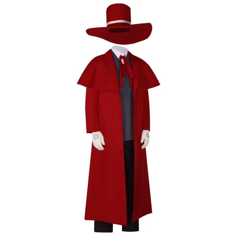 Костюм для косплея Alucard мужская рубашка штаны пальто шапка костюмы униформа