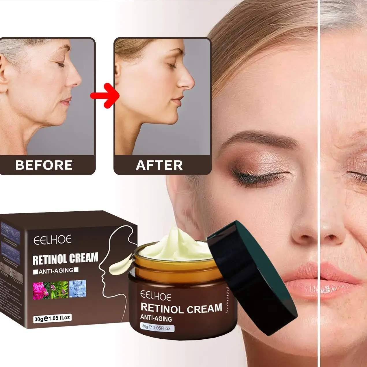 

30g Retinol Face Cream Anti Aging Wrinkle Lifting Brightening Tone Moisturizing Repairing Soothing Facial Firming Care Cream