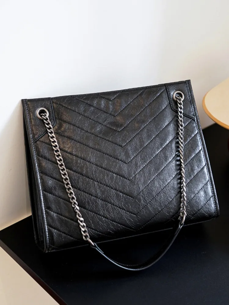 

Женская сумка через плечо из искусственной кожи в стиле ретро, дамские сумочки, зима 2023, корейская мода, однотонная новая вместительная сумка-тоут