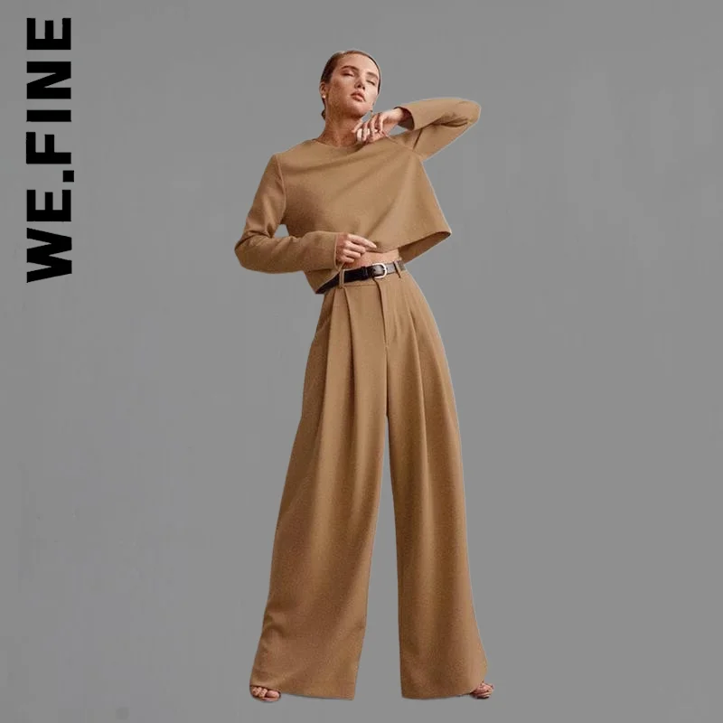 

We.Fine Women Trousers Spring Wide Leg Pants Vintage Female Palazzo Pants 2022 Classic Floor-Length Pleated Loose Wide Pants