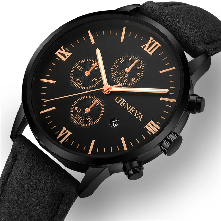 

New Men Watch Fashion Casual Sports Quartz Watches Geneva Leather Band Calendar Wirstwatch Relogio Masculino Simple Clock Saati