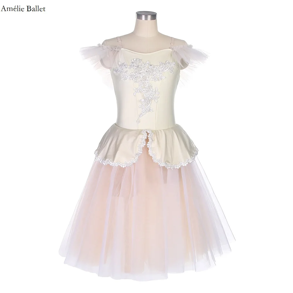 

Трико из спандекса Цвета Слоновой Кости 20006, лиф с романтичной юбкой-пачкой для девочек и женщин, балетное танцевальное платье