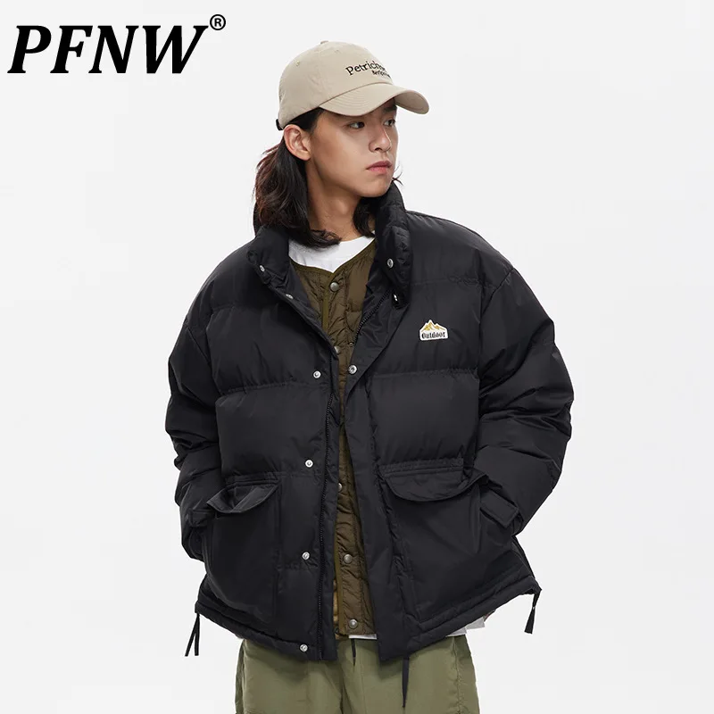 

Мужской пуховик унисекс PFNW с большими карманами и вышивкой, винтажный Повседневный пуховик с подкладкой в японском стиле, новинка зимы 2023, 28W2136