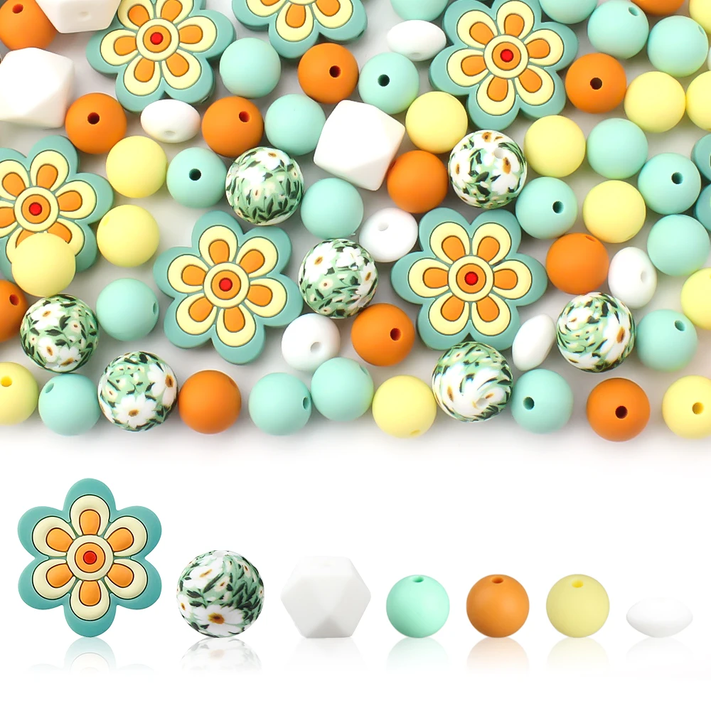 30 шт. силиконовые бусины в богемном стиле с цветочным фокусным расстоянием и