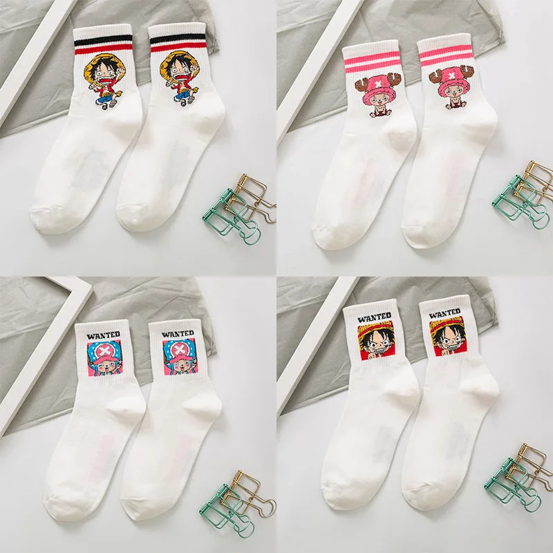 

1 pair One Piece Anime figure Summer thin Luffy Choba tube socks Cartoon casual xxx boy and girls Princess sock min The New