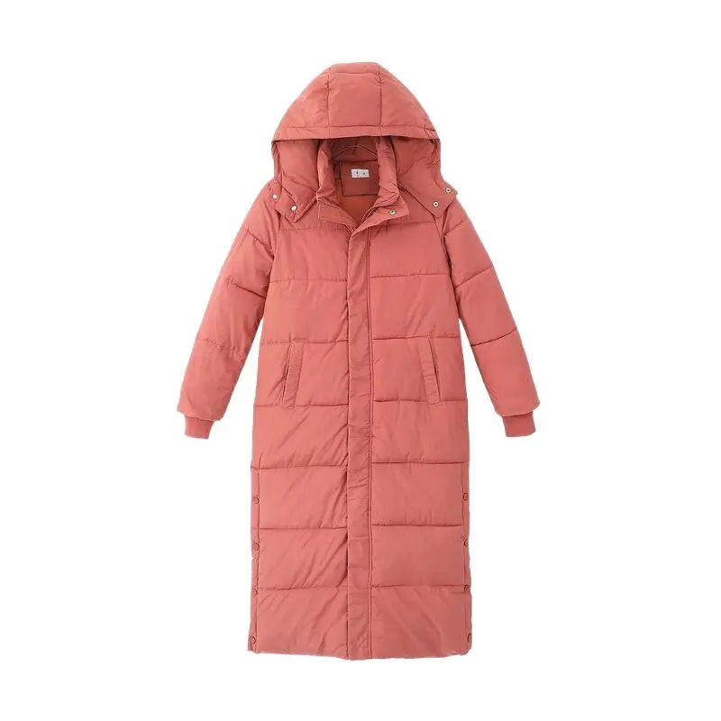 

Women New Winter Thick Hooded Long Jackets High Quality Slim Fitted Warm Cozy Pockets Windproof Ankle-Length Overcoats
