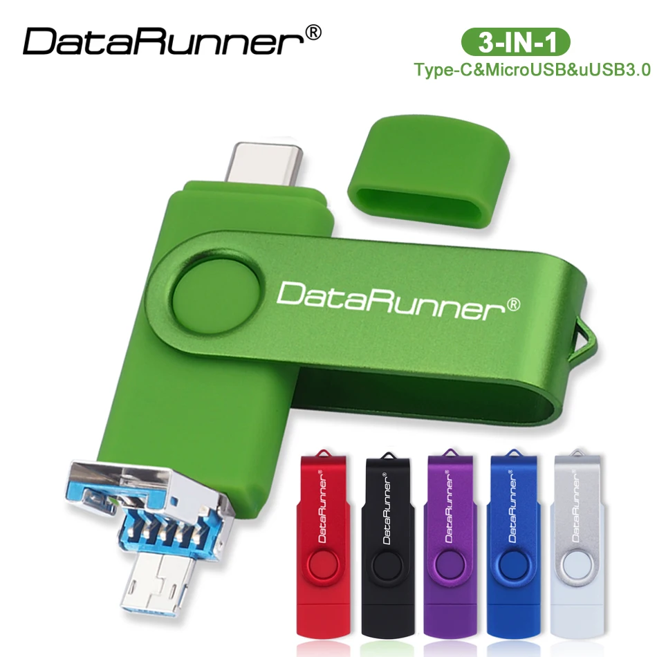 

USB-флеш-накопитель DataRunner OTG, USB 3,0, 512 ГБ, 256 ГБ, 128 ГБ, 64 ГБ, 32 ГБ