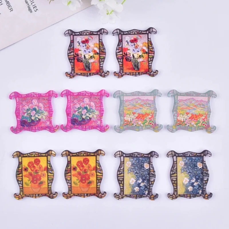 

10pcs Classcial Flower Acrylic Charms for Earring Necklace Bag Bracelet DIY Y2k Fashion Jewelry Accessories