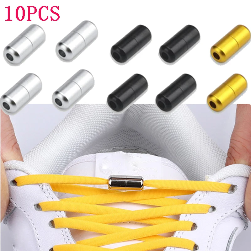 

10PCS Shoelaces Semicircle Buckles No Tie Buckle Connector Sneakers Shoelace Quick Tie Shoe Laces Metal Capsule Ties Lock