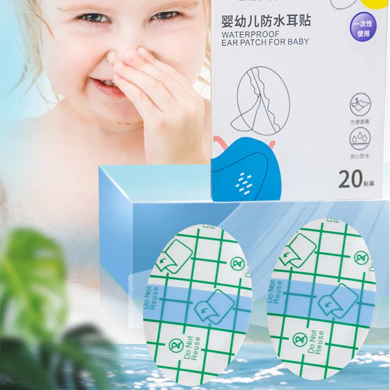 

20Pcs Baby Waterproof Ear Patch Swimming Cover Caps Ear Protector Baby Swimming Ear Protection Patch Shower Cap Tool Ears Care