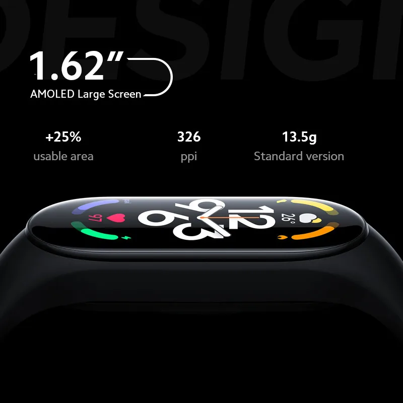 Xiaomi Mi Band 7 Smart Bracelet 1.62" Color AMOLED Screen Miband Blood Oxygen Fitness Traker 5ATM Waterproof on - Умный браслет Xiaomi Mi Band 7 с экраном AMOLED цвета 1.62 дюйма, отслеживанием уровня кислорода в крови, показателями фитнеса и защитой