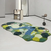 nordic green series 3d pattern handmade blendingtufting rug pastoral style little forest round shaped decoration carpet