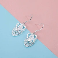 new selling 925 stamp silver color trend heart earrings women fashion jewelry christmas gifts wedding fancy earrings