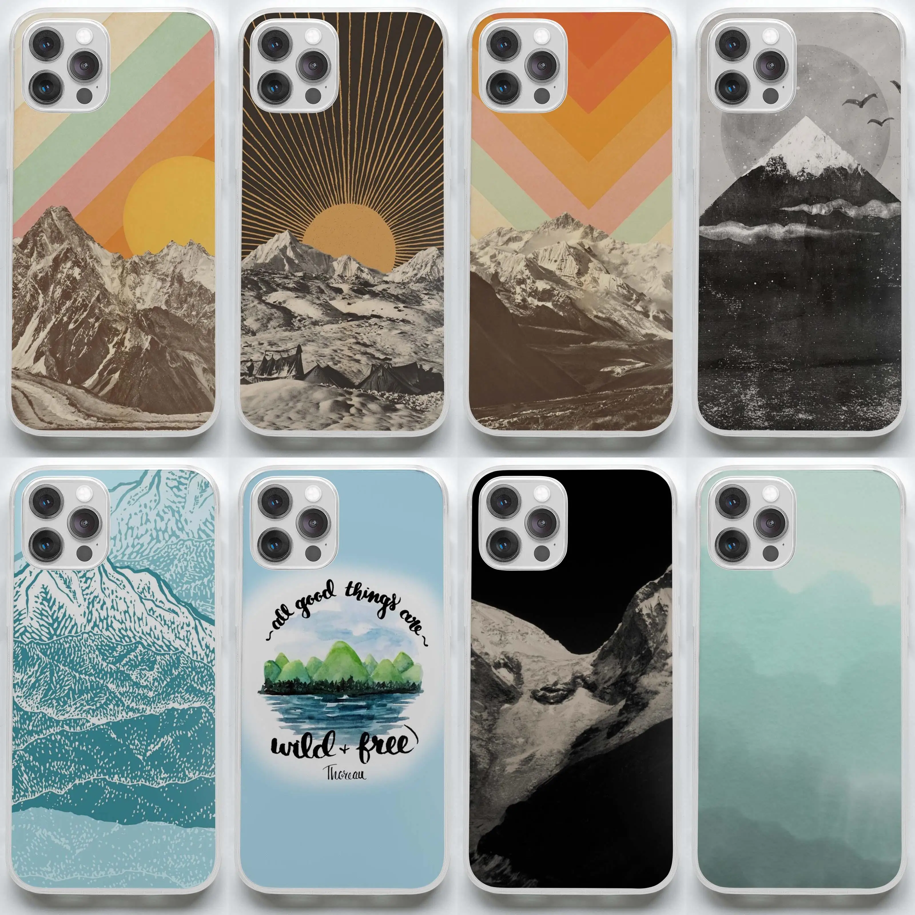 

Mountainscape Soft Phone Case for iPhone 11 12 13 Pro Max Mini 7 8 Plus X XS XR Max Soft Dog Coque Photos Silicon Fashion