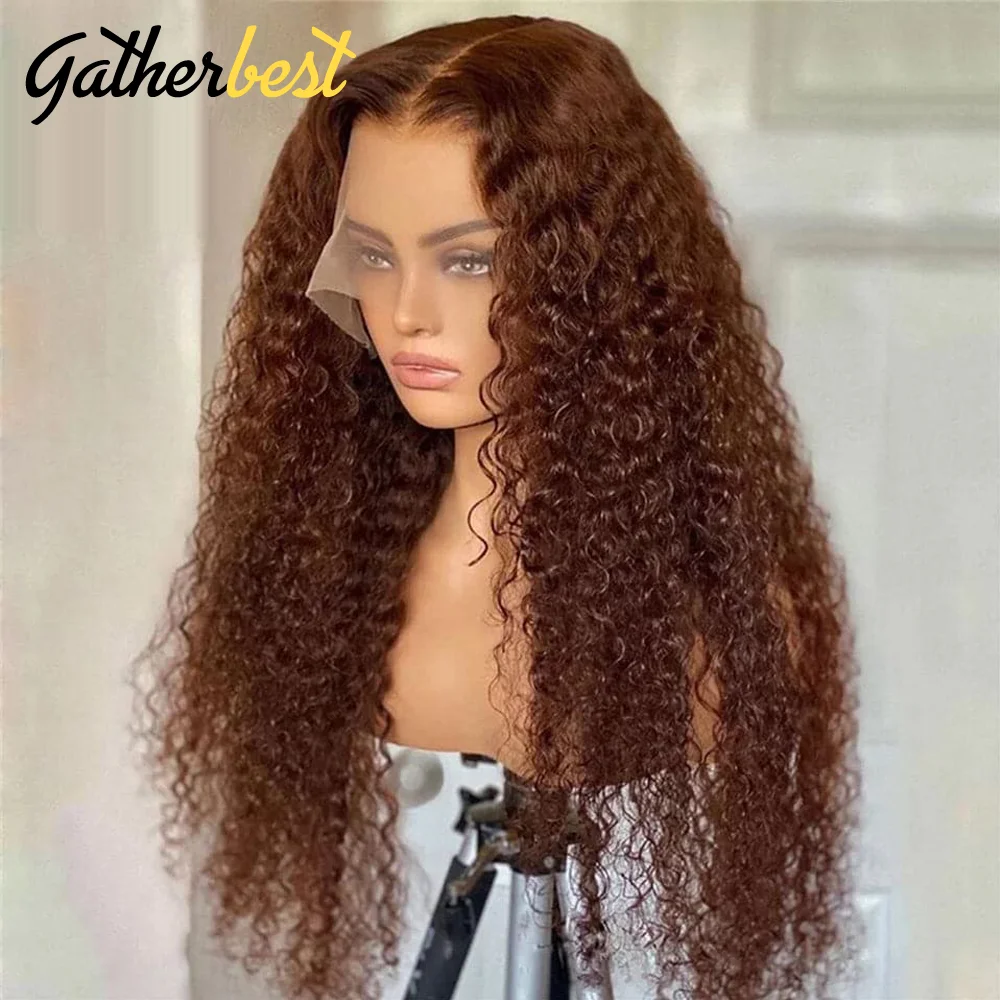 

Reddish Brown Lace Front Wig Curly Human Hair Wig 13*6 Transparent Lace Frontal Wig Copper Red Color Human Hair Wig 180 Density