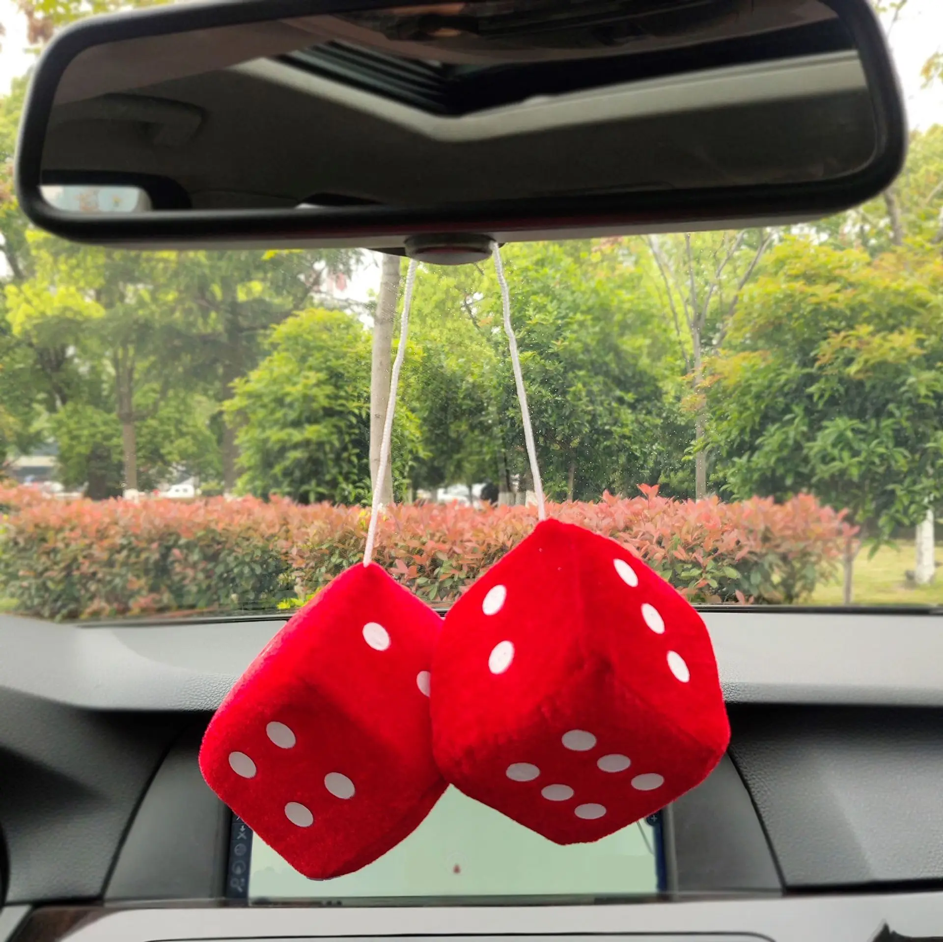 

Car Pendant Colorful Plush Dice Craps JDM Automobiles Rear View Mirror Charms Hanging Suspension Ornaments Desk Decor