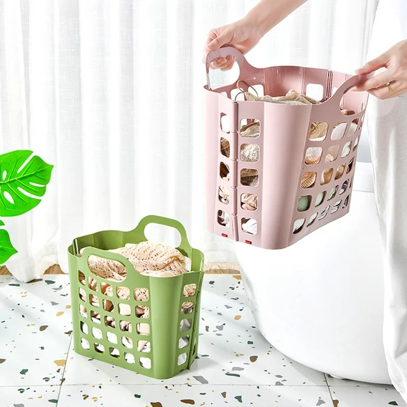 

Folding Laundry Basket Wall-mounted Dirty Clothes Storage Basket Toilet Changing Clothes Storage Vegetable Basket For Bathroom