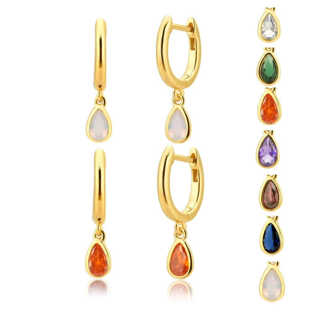 

S925 Sterling Silver Colored Zircon Water Drop Shape Drop Earring For Women Fashion Trend Ins The Same Accessories Earring Gifts