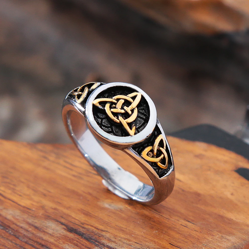 Nordic Stainless Steel Odin Celtics Knot Ring Men Women Vintage Trinity Viking Triangle Ring Fashion Biker Jewelry Amulet Gift