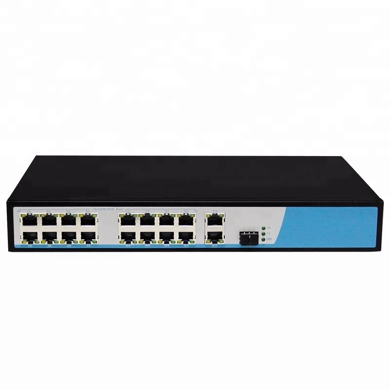 

100M 16 ports POE and 3 uplink ethernet switch 24v passive poe injector switch