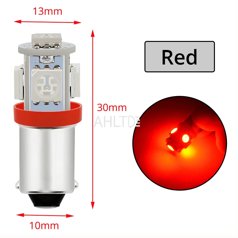 

1/2/4/10 шт. BA9S 5050 5SMD автомобильный боковой габаритный указатель поворота, белая, красная светодиодная лампа, ультра яркие авто тормозные клиновые купольные лампы для чтения