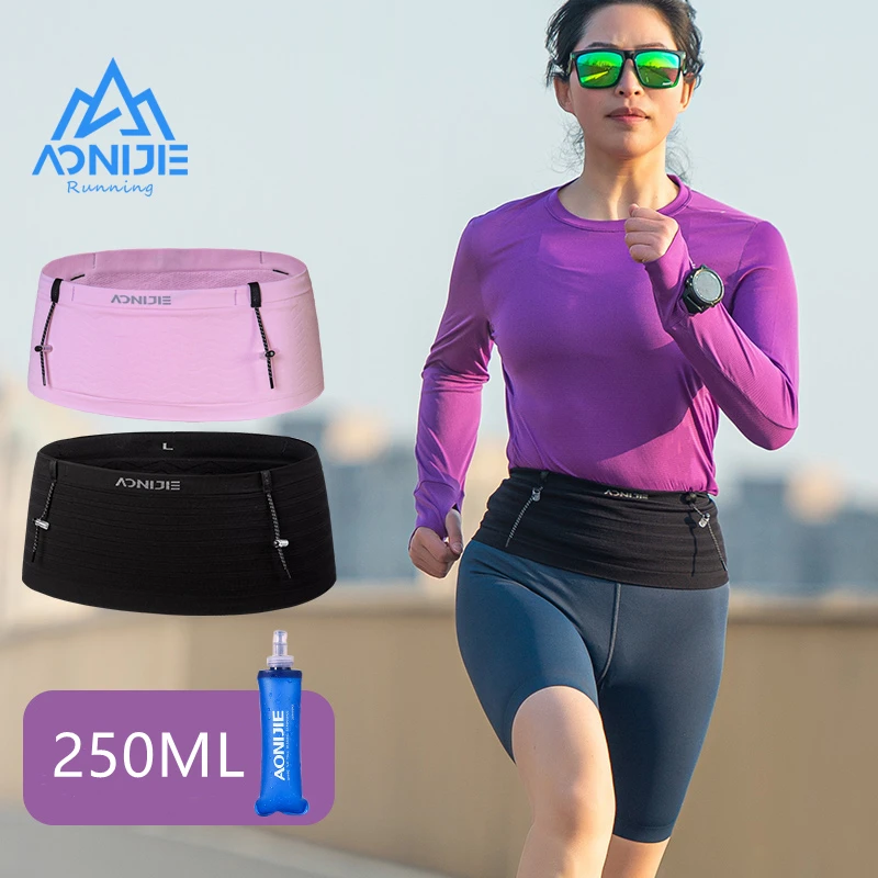 AONIJIE W8116 Woven Elastic Sports Waist Bag Running Belt with 250ml Soft Flask