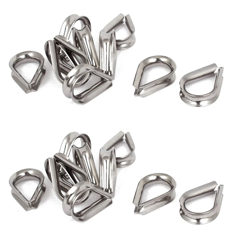 

Stainless Steel 6Mm Wire Rope Cable Thimbles Silver Tone 20Pcs