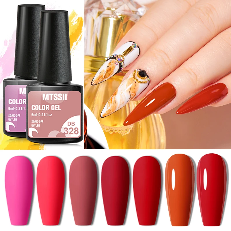 

Гель-лак для ногтей Mtssii, 6 мл, розовый, красный, прозрачный гель для ногтей, удаляемый замачиванием, гель для дизайна ногтей, УФ светодиодный л...