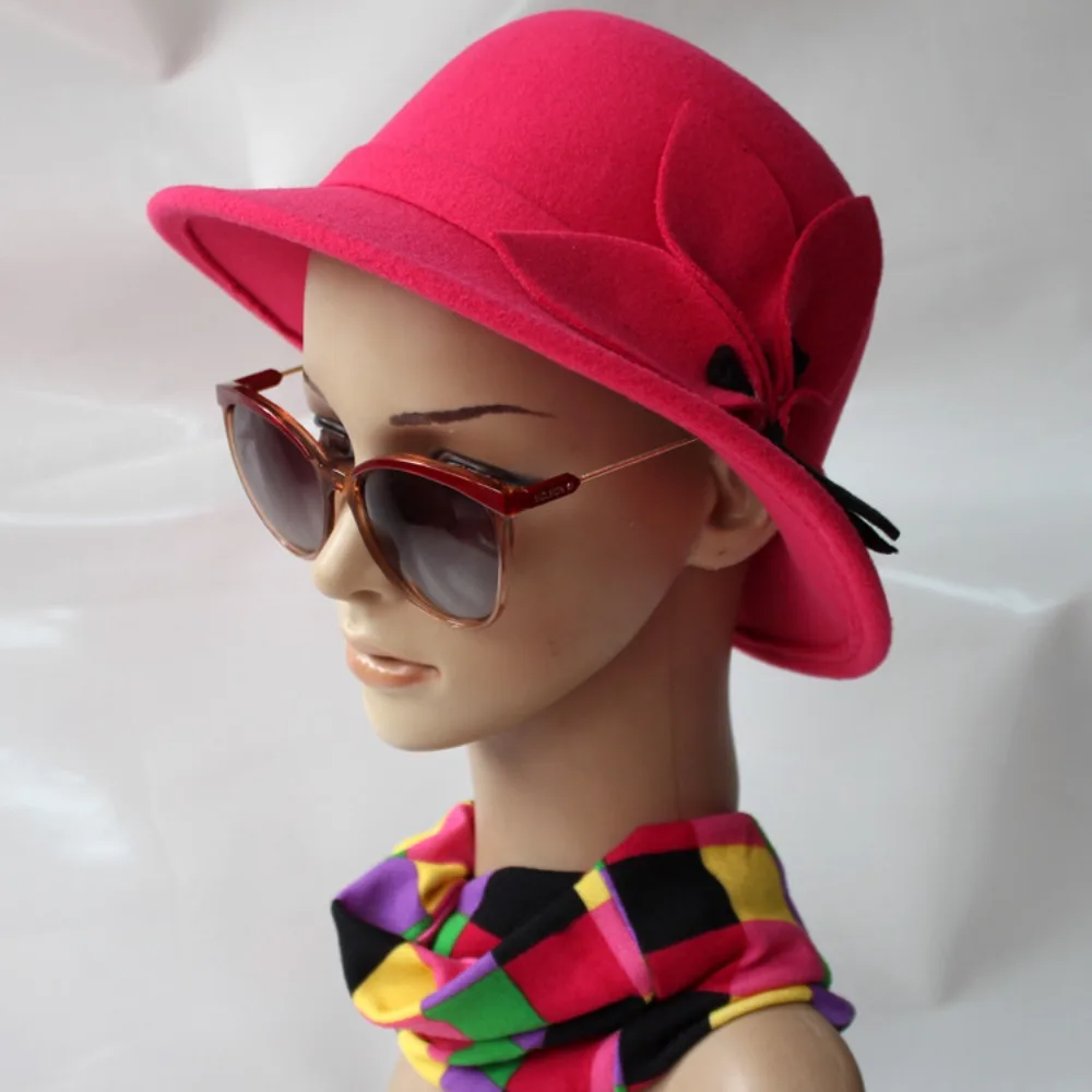 Шляпы Женские Элегантные Церковные Боулеры Клочи Из Шерсти Ведро Кепки Женские Винтажные Ретро Шляпы Осень Зима Теплые.