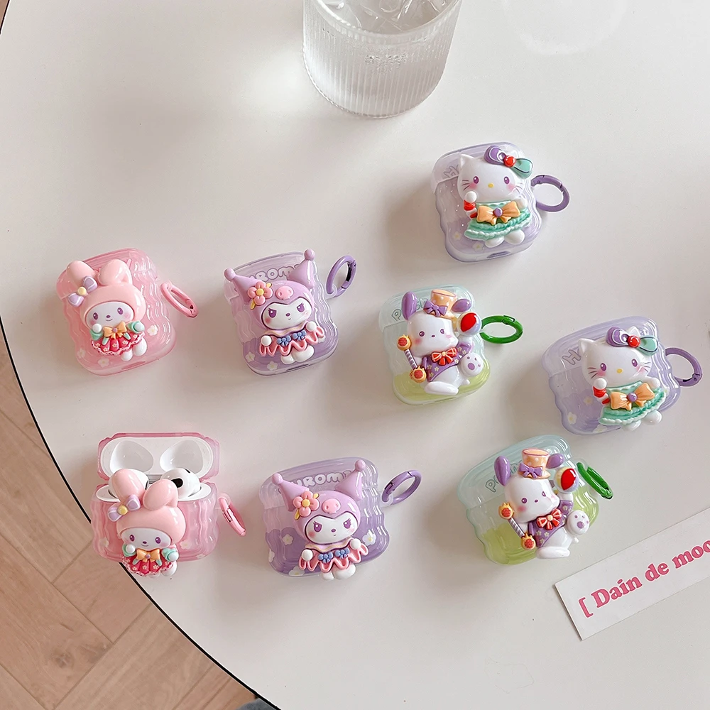 

Sanrio 3D Hello Kitty Kuromi Pochacco for Apple AirPods 1 2 3 Case AirPods Pro 2 Case IPhone Earphone Accessories Air Pod Cover