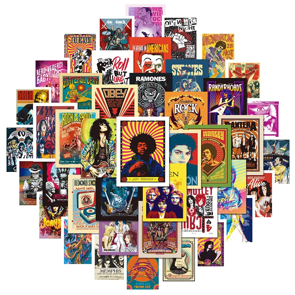 Классические рок-музыкальные наклейки из ПВХ, 10/25/50 шт. | AliExpress