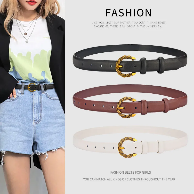 Luxury Belt for Women Metal Belt Buckle Genuine Leather Cowhide Designer Belt Waistband Fashion Female Jeans High Quality Strap