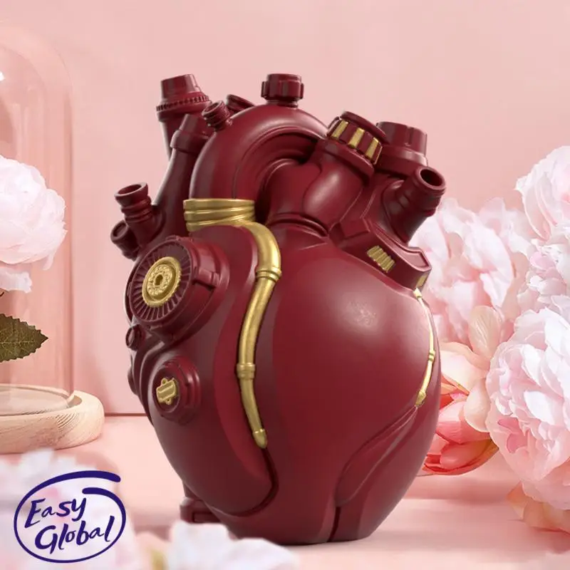 

Cyberpunk Heart Vase Technology Resin Flower Container Pots Body Sculpture Desktop Home Decoration Ornaments Crafts Gifts