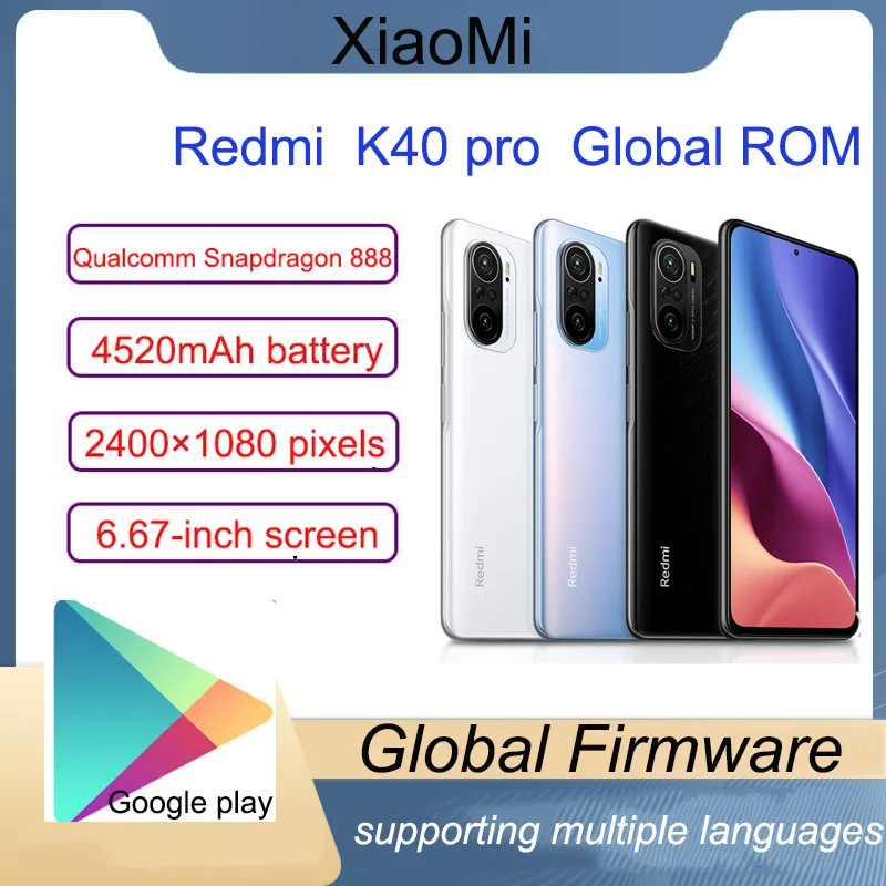 

Global Version Redmi K40 Pro Smartphone 5G Mobile phone NFC Snapdragon 888 6.67"120Hz E4 AMOLED Display 64MP 33W Fast