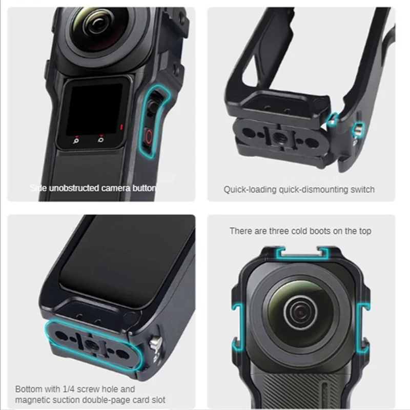 Фото ABFN-для Insta360 One RS 1-дюймовая клетка из алюминиевого сплава с вертикальной рамой, многофункциональная металлическая рама с защитой от падения и столкновений №4