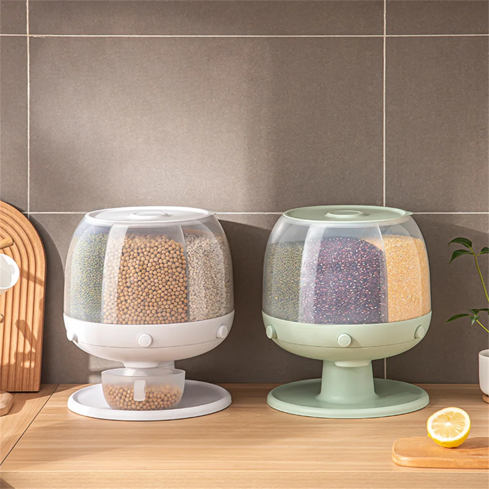 

Rice Bucket Sealed Tank Seal Press Out Rice Coarse Grain Tank Press Type Kitchen Storage Moisture-proof Rotatable Rice Bucket