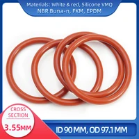O Ring CS 3.55 mm ID 90 mm OD 97.1 mm Material With Silicone VMQ NBR FKM EPDM ORing Seal Gask