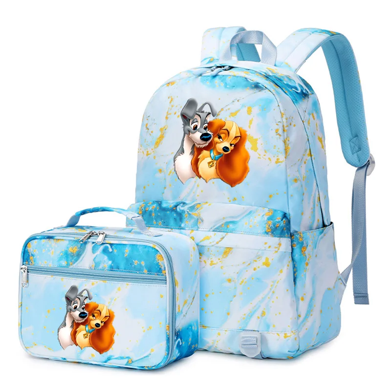 Disney Lady and the Tramp Backpack for Kids School Backpack With Lunch Box Boys Girls Bookbags Set Children's Schoolbag Mochilas