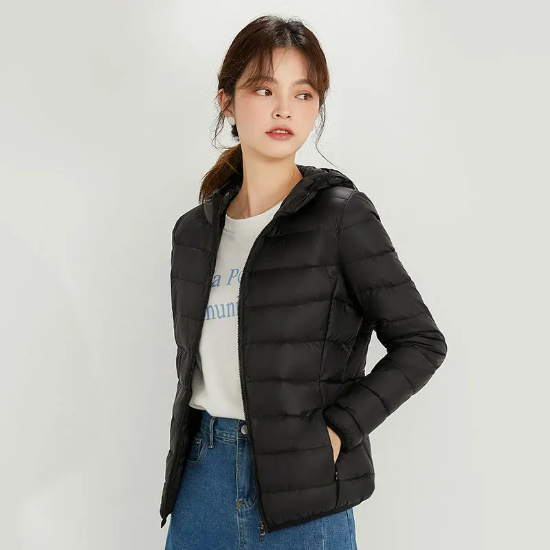 Lightweight Hooded Short Down Jacket Woman Winter 2023 Oversize Spring Parka Female Bomber Demi-season Quilted New In Outerwear